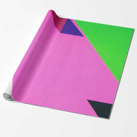 Roze en veelkleurige abstracte kunst cadeaupapier (Uitgerold)