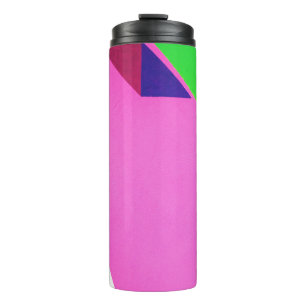 Roze en veelkleurige abstracte kunst thermosbeker