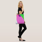 Roze en veelkleurige abstracte kunst tote bag (Op model)