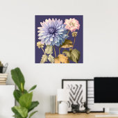 ROZE EN VIOLET BLOEMELEGANT POSTER (Thuiskantoor)