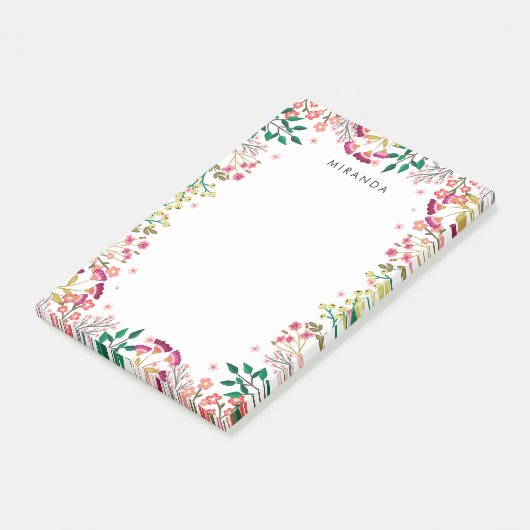 Roze en Violet Boho Wildbloemen Naam toevoegen Post-it® Notes (Schuin)