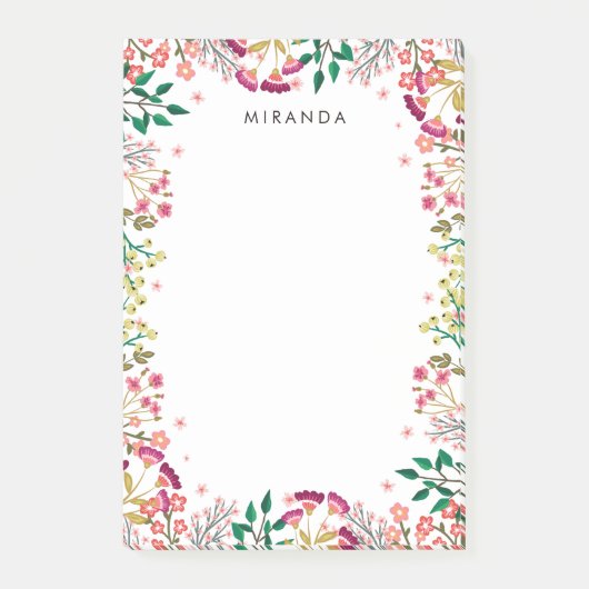 Roze en Violet Boho Wildbloemen Naam toevoegen Post-it® Notes (Voorkant)