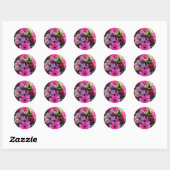Roze en Violet Bouquet Ronde Sticker (Vel)