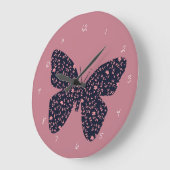 Roze en Violet Floral Butterfly Grote Klok (Hoek)