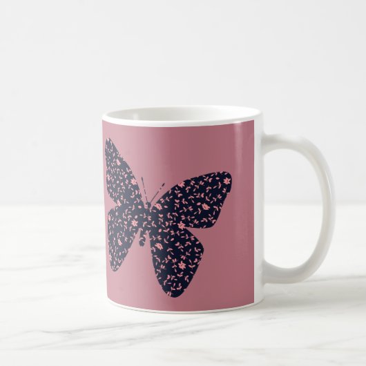 Roze en Violet Floral Butterfly Koffiemok (Rechts)