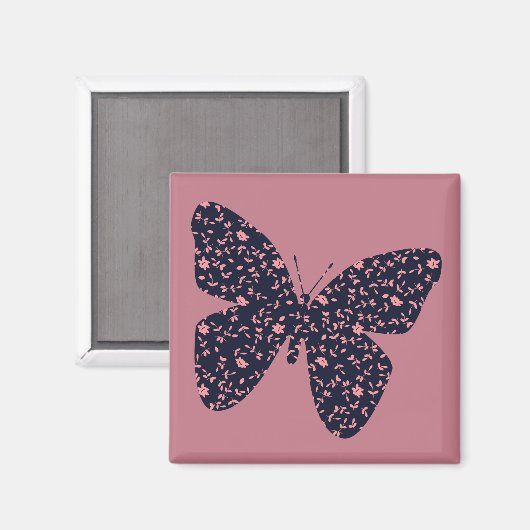 Roze en Violet Floral Butterfly Magneet (Voorkant / Achterkant)