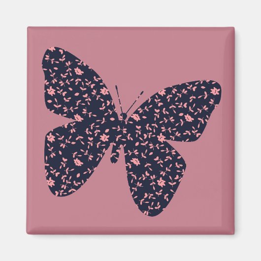 Roze en Violet Floral Butterfly Magneet (Voorkant)
