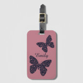Roze en Violet Floral Butterfly, speciaal geperson Bagagelabel (Voorkant (verticaal))