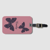 Roze en Violet Floral Butterfly, speciaal geperson Bagagelabel (Voorkant (horizontaal))