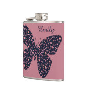 Roze en Violet Floral Butterfly, speciaal geperson Heupfles (Links)