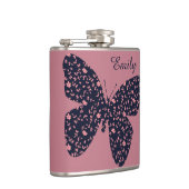 Roze en Violet Floral Butterfly, speciaal geperson Heupfles (Rechts)