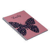 Roze en Violet Floral Butterfly, speciaal geperson Notitieboek (Rechterzijde)