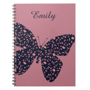 Roze en Violet Floral Butterfly, speciaal geperson Notitieboek