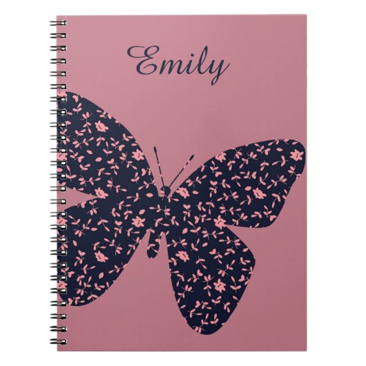 Roze en Violet Floral Butterfly, speciaal geperson Notitieboek (Voorkant)