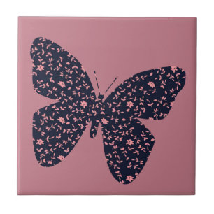 Roze en Violet Floral Butterfly Tegeltje