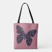 Roze en Violet Floral Butterfly Tote Bag (Achterkant)