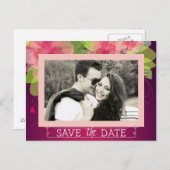 Roze en Violet Floral Sla de datum op Aankondigingskaart (Voorkant / Achterkant)