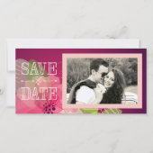 Roze en Violet Floral Sla de datum op Save The Date (Voorkant)