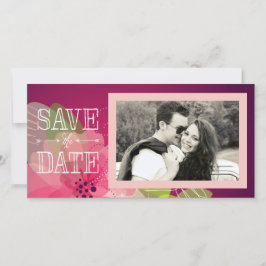 Roze en Violet Floral Sla de datum op Save The Date