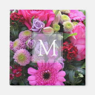 Roze en Violet Flowers gepersonaliseerd Magneet