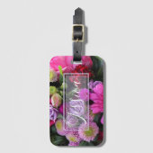 Roze en Violet Flowers op maat Bagagelabel (Voorkant (verticaal))