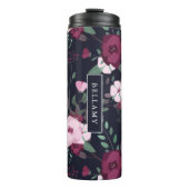 Roze en Violet Rozen Floral Pattern Aangepaste naa Thermosbeker (Voorkant)