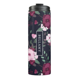 Roze en Violet Rozen Floral Pattern Aangepaste naa Thermosbeker