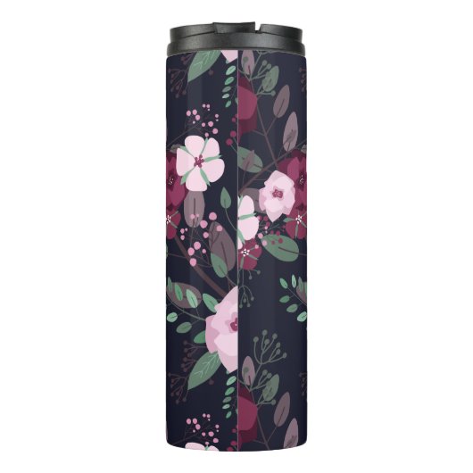 Roze en Violet Rozen Floral Pattern Aangepaste naa Thermosbeker (Achterkant)