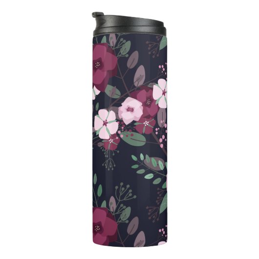Roze en Violet Rozen Floral Pattern Aangepaste naa Thermosbeker (Geroteerd rechts)