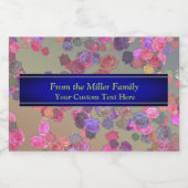 Roze en Violet Rozen in een willekeurig patroon Voedselcontainer Etiket (Enkel label)