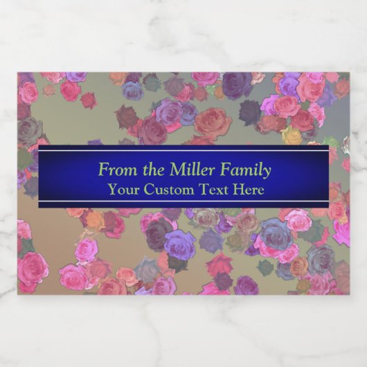 Roze en Violet Rozen in een willekeurig patroon Voedselcontainer Etiket (Enkel label)