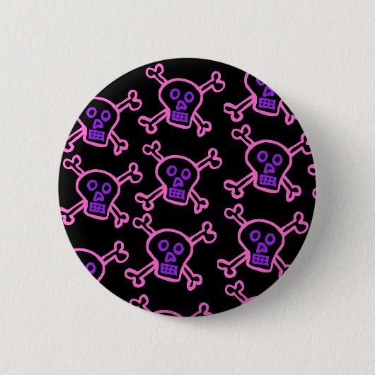 Roze en Violet Skull en Crossbones Ronde Button 5,7 Cm (Voorkant)