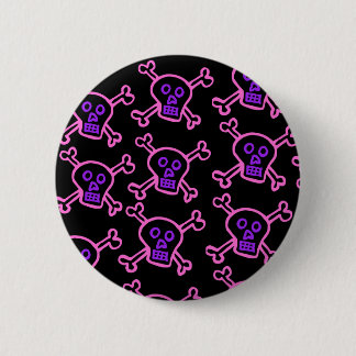 Roze en Violet Skull en Crossbones Ronde Button 5,7 Cm