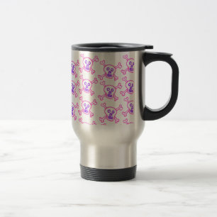 Roze en Violet Skull en Crossbones - Travel Mug Reisbeker