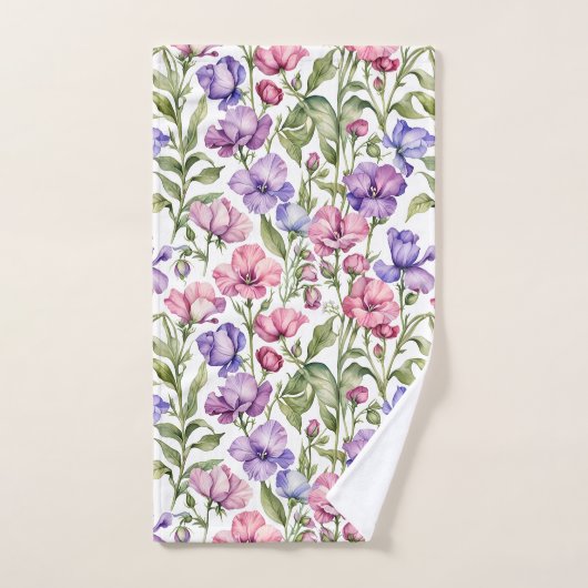 Roze en Violet zoete erwten Bad Handdoek (Handdoek)