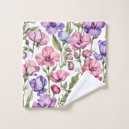 Roze en Violet zoete erwten Bad Handdoek (Wasdoekje)