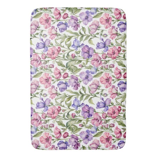 Roze en Violet zoete erwten Badmat (Voorkant Verticaal)