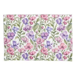 Roze en Violet zoete erwten Kussensloop