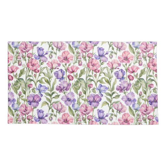 Roze en Violet zoete erwten Kussensloop (Achterkant)