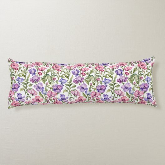 Roze en Violet zoete erwten Lichaamskussen (Achterkant)