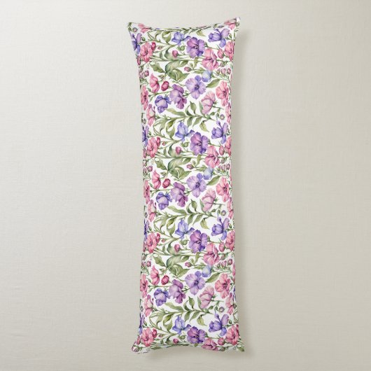 Roze en Violet zoete erwten Lichaamskussen (Achterkant (Verticaal))