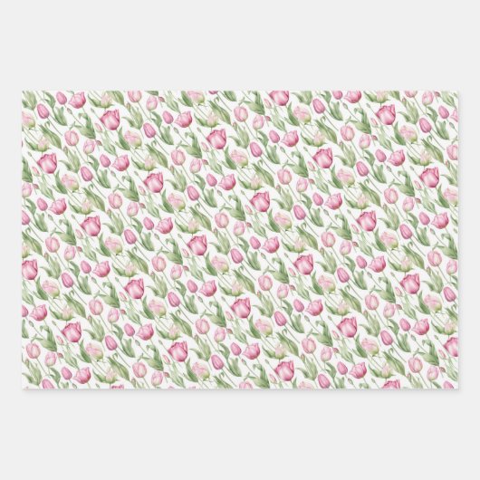 Roze en violette  tulpen inpakpapier vel (Voorkant 3)