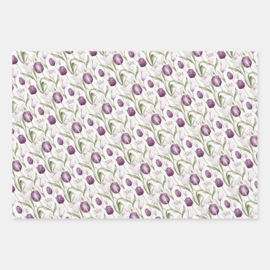 Roze en violette  tulpen inpakpapier vel (Voorkant 2)