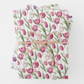 Roze en violette  tulpen inpakpapier vel (In situ)