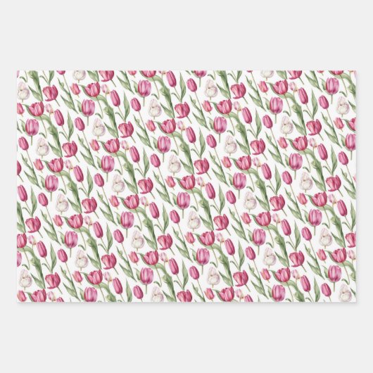 Roze en violette  tulpen inpakpapier vel (Voorkant)