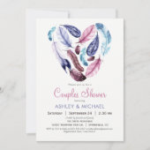 Roze en Violette Veren Koppels Douche Kaart (Voorkant)