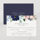 Roze en vlinderbloemige RSVP-keuzekaart RSVP Kaartje (Voorkant / Achterkant)