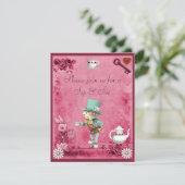 Roze en warme zolder & zie Baby shower Kaart (Staand voorkant)