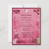 Roze en warme zolder & zie Baby shower Kaart (Achterkant)