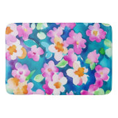 Roze en  Waterverf bloemen Badmat (Voorkant)